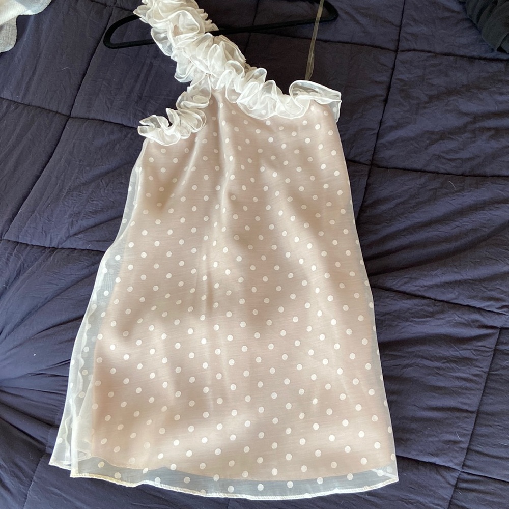 One shoulder polka dot dress